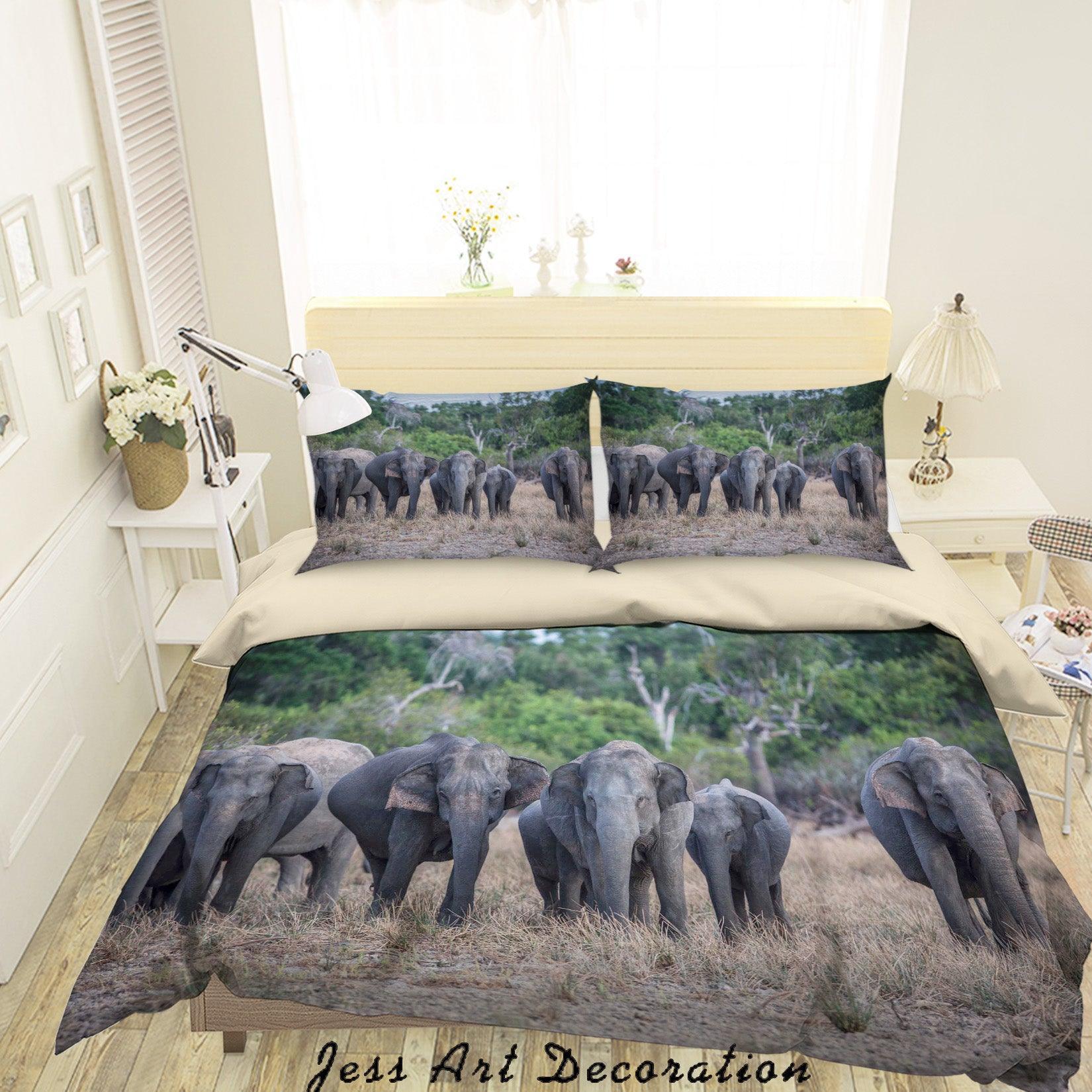 3D Forest Elephants Quilt Cover Set Bedding Set Duvet Cover Pillowcases A137 LQH- Jess Art Decoration