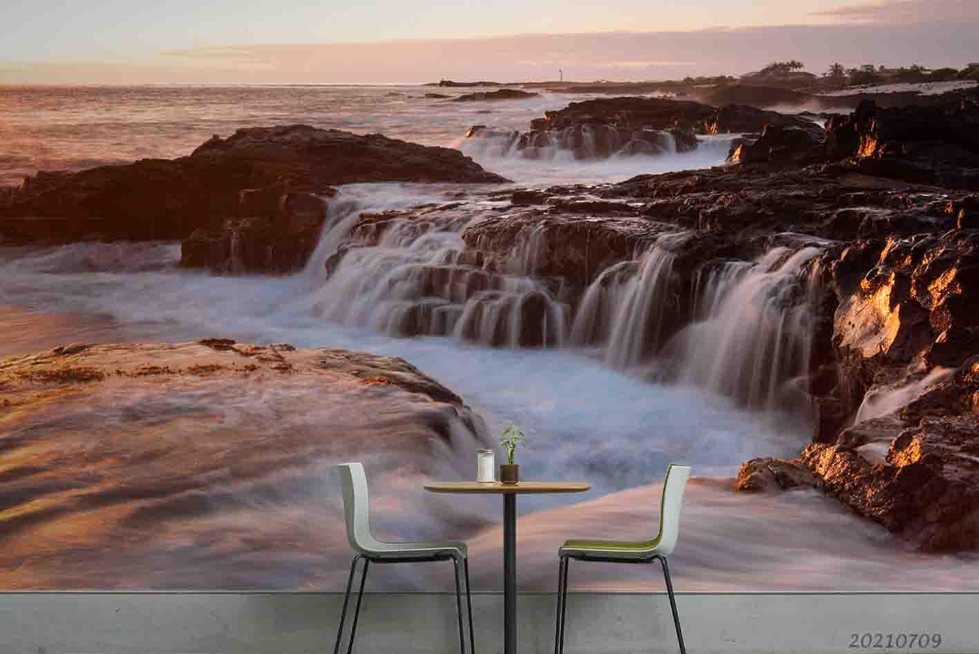 3D Waterfull Rock Wall Mural Wallpaper SWW3975- Jess Art Decoration