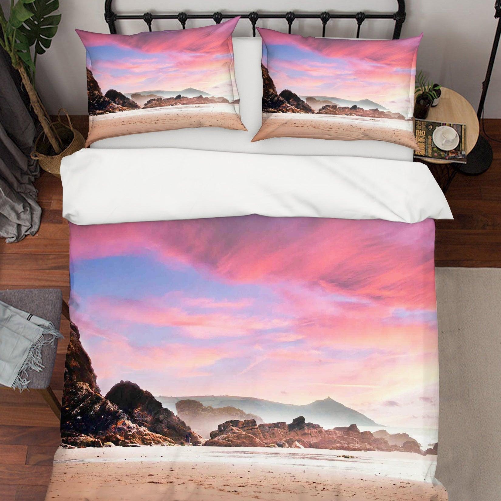 3D  Pink Clouds Desert Mountain Quilt Cover Set Bedding Set Pillowcases  78- Jess Art Decoration