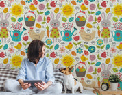 3D Cartoon Cute Animal Sun Floral Pattern Wall Mural Wallpaper GD 138- Jess Art Decoration