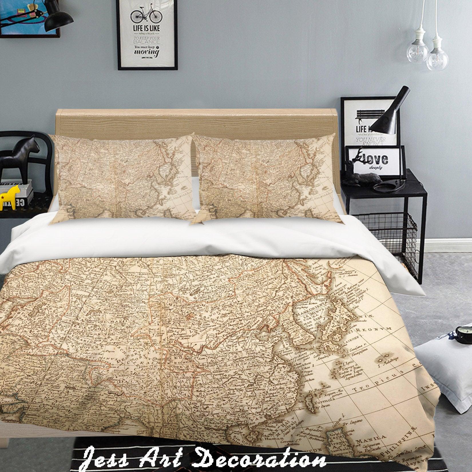 3D Old World Map Quilt Cover Set Bedding Set Pillowcases  135- Jess Art Decoration