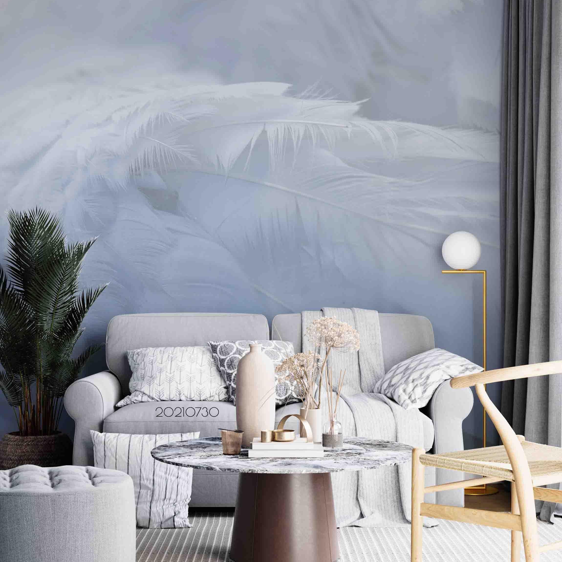 3D White Feather Wing Wall Mural Wallpaper SWW4457- Jess Art Decoration