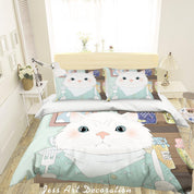 3D Cartoon Cat Quilt Cover Set Bedding Set Pillowcases 75- Jess Art Decoration