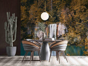 3D Green Forest Waterfall Landscape Wall Mural Wallpaper LQH 188- Jess Art Decoration