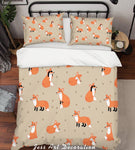 3D Cartoon Fox Brown Quilt Cover Set Bedding Set Pillowcases 36- Jess Art Decoration