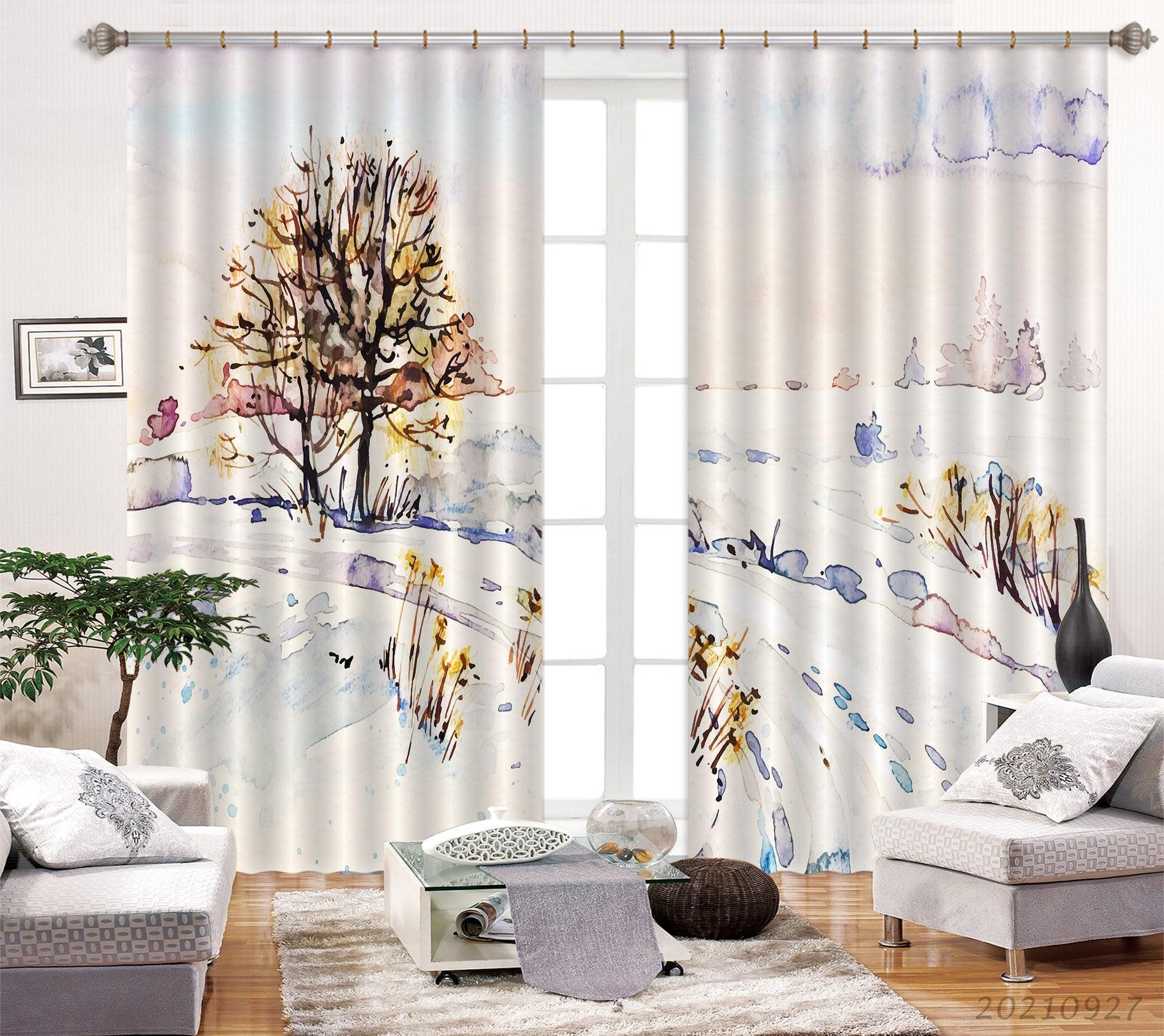 3D Landscape Oil Painting Curtains and Drapes LQH 180- Jess Art Decoration