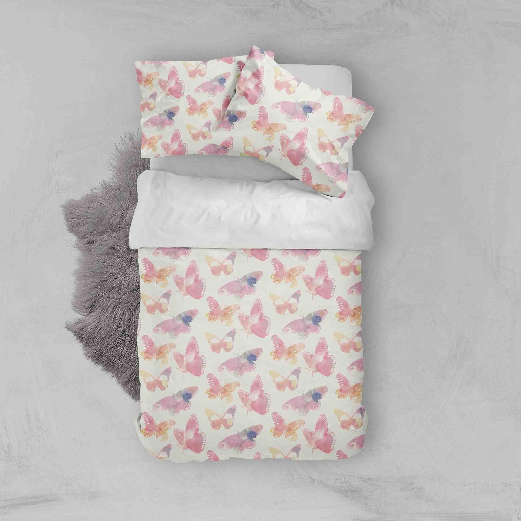 3D White Red Butterfly Quilt Cover Set Bedding Set Pillowcases 69- Jess Art Decoration