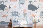 3D Dolphin Octopus Wall Mural Wallpaper 10- Jess Art Decoration