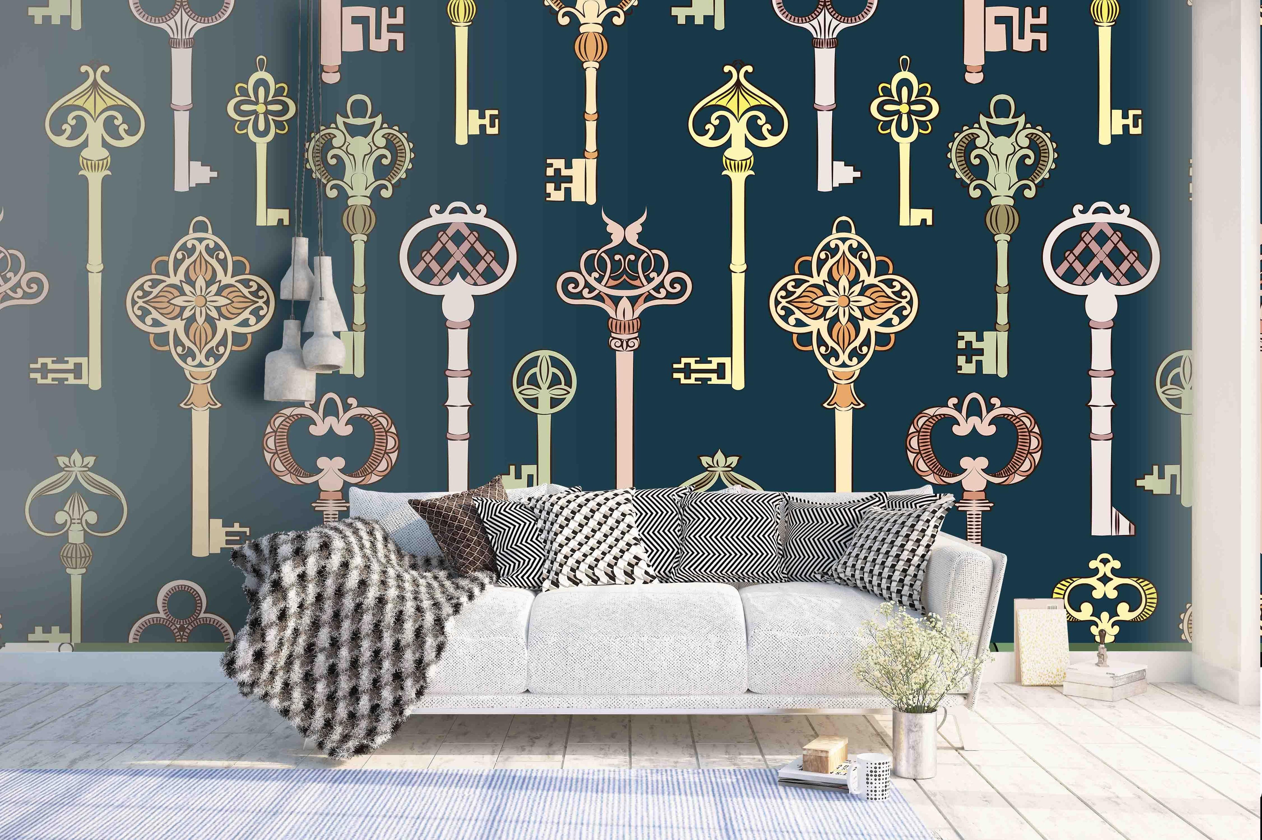 3D Retro Metal Key Pattern Wall Mural Wallpaper 44- Jess Art Decoration