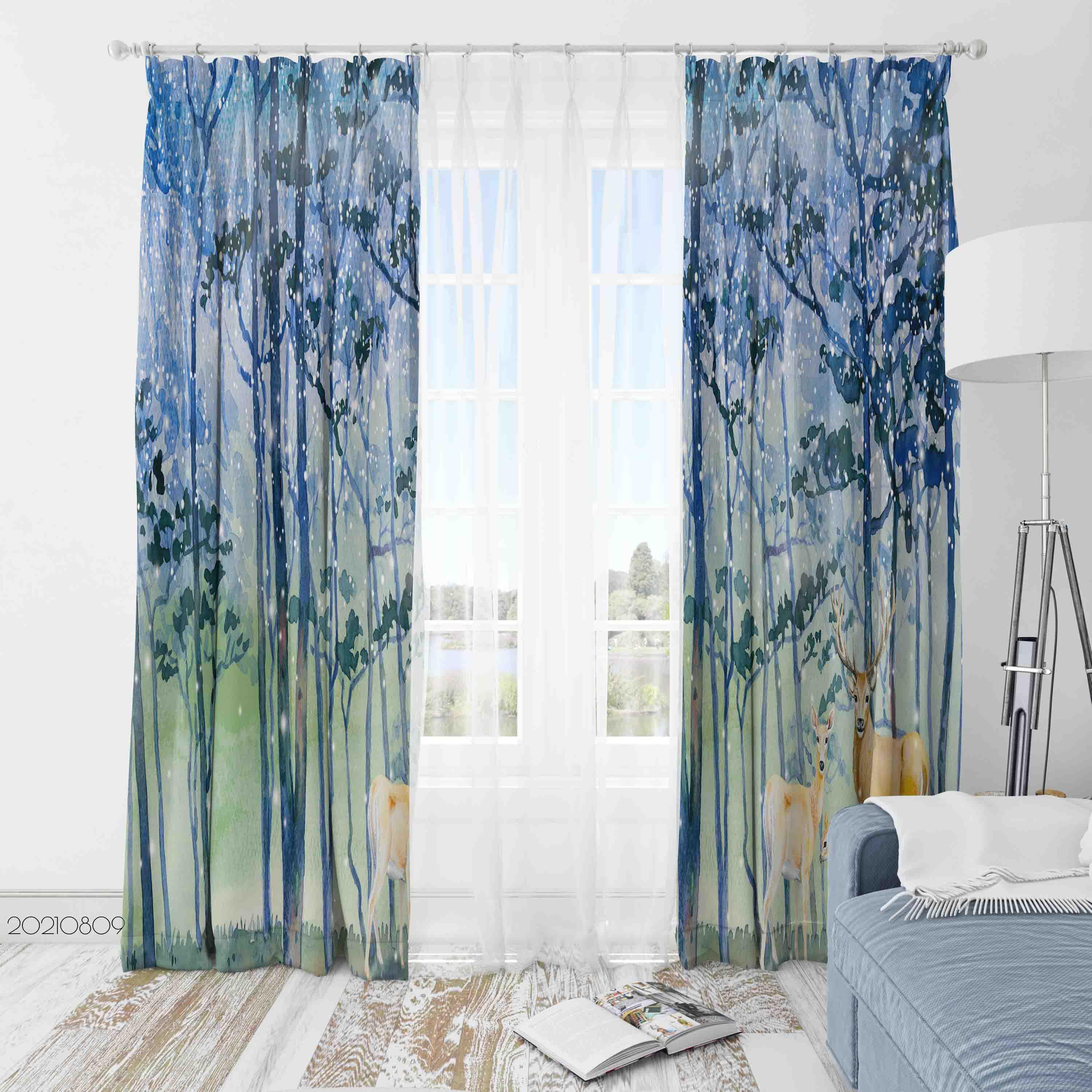 3D Landscape Oil Painting Curtains and Drapes LQH 64- Jess Art Decoration
