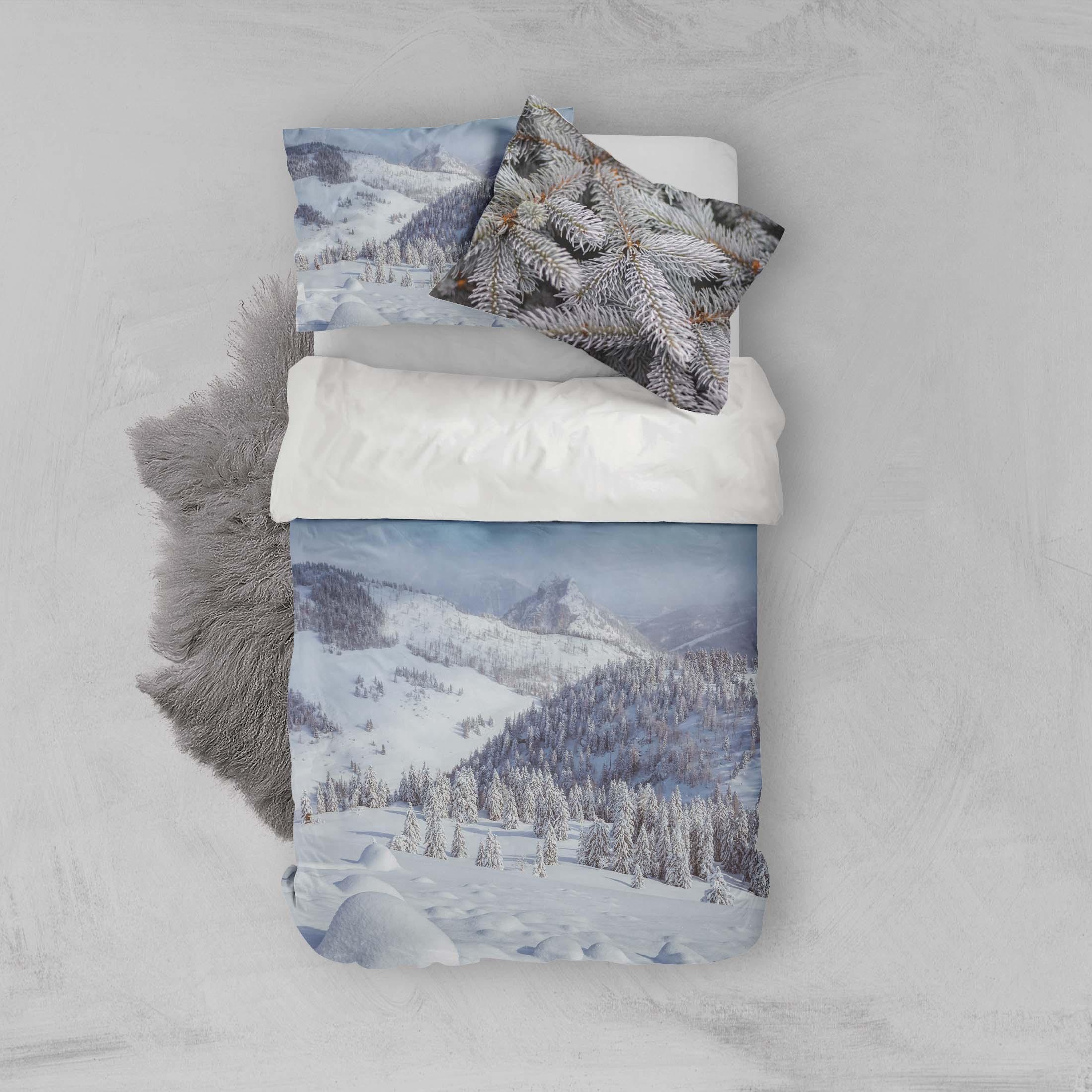 3D Winter Snow Pine Forest Quilt Cover Set Bedding Set Pillowcases 84- Jess Art Decoration