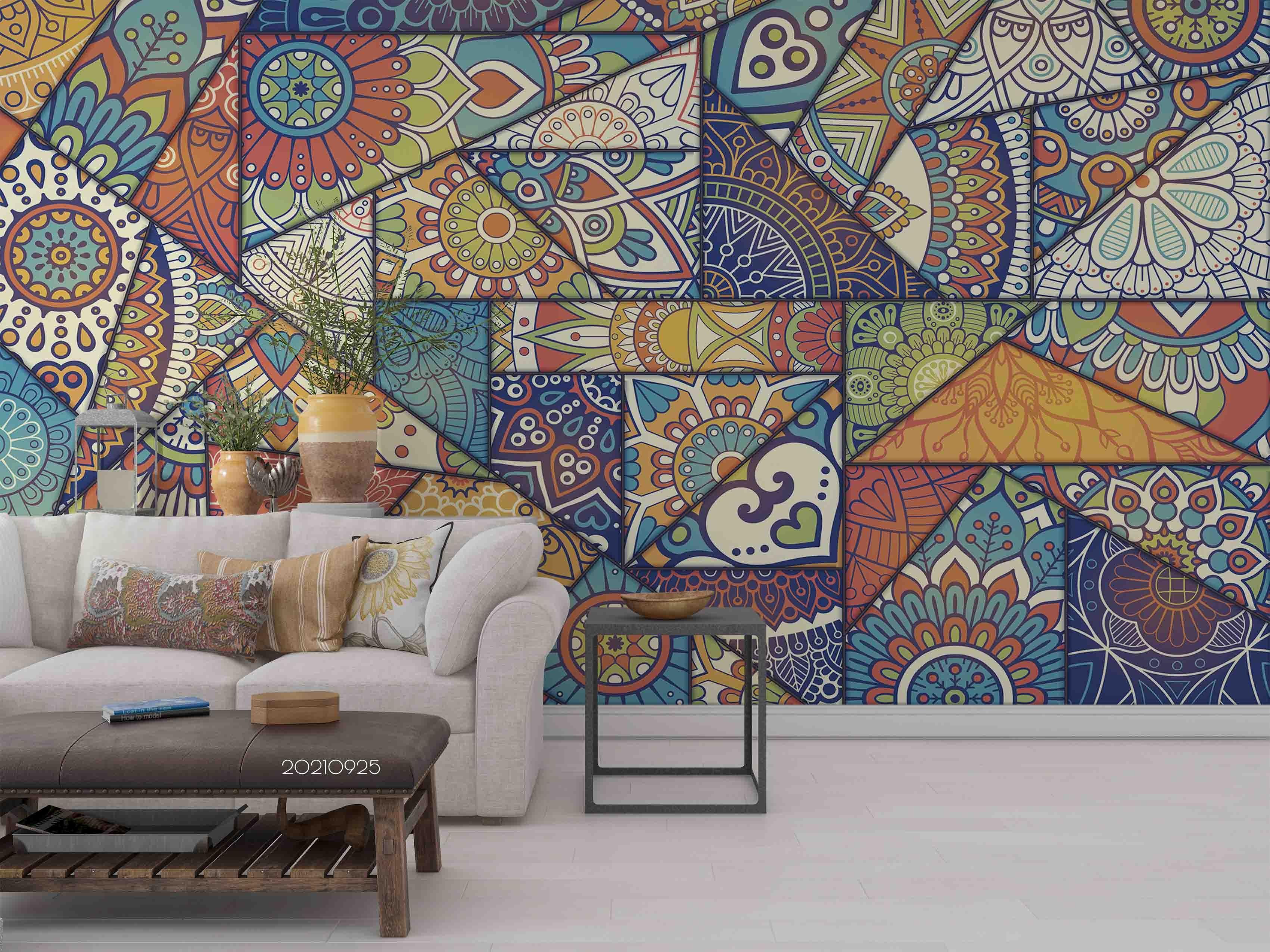 3D Abstract Geometric Color Floral Wall Mural Wallpaper LQH 252- Jess Art Decoration