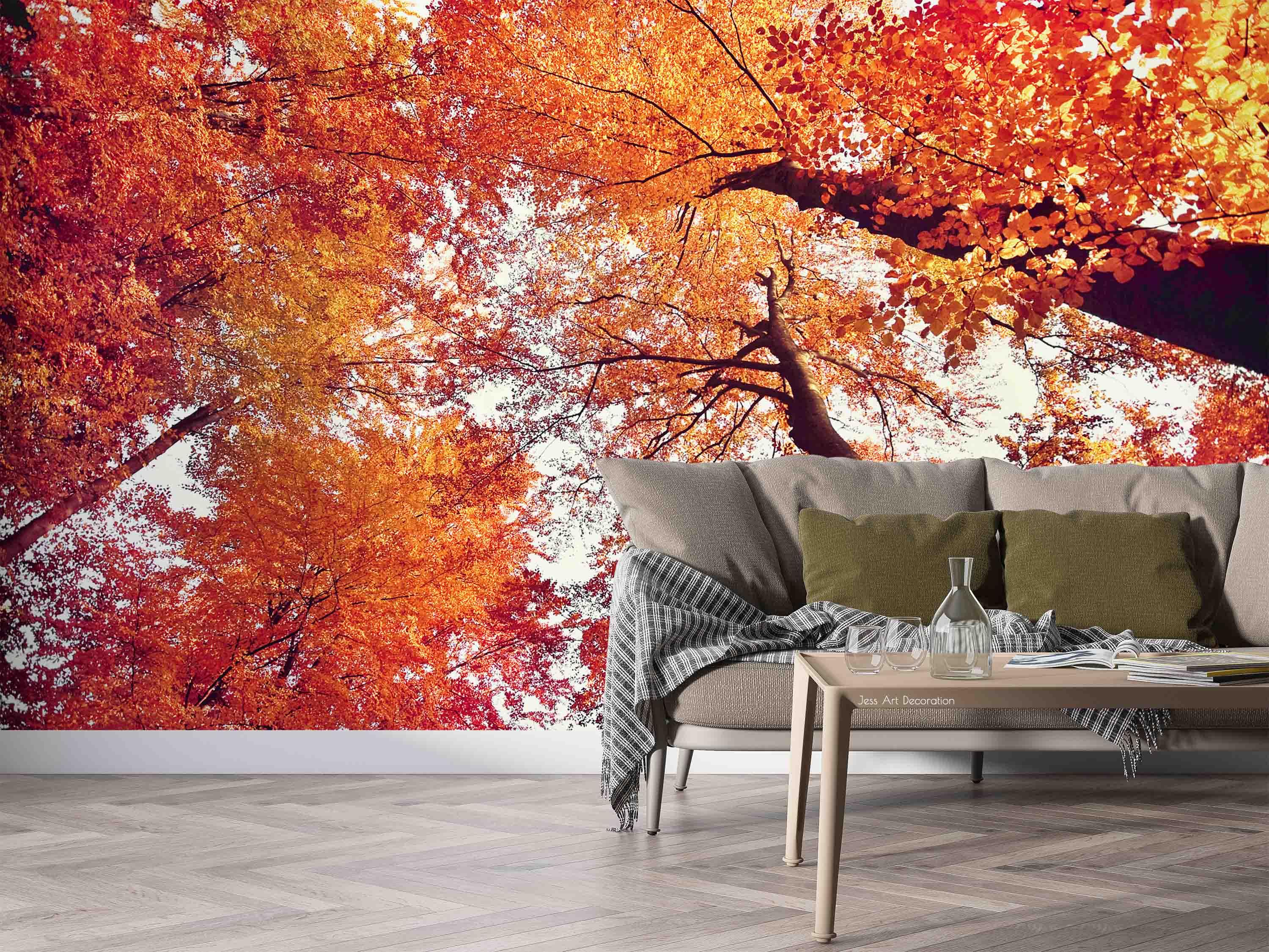 3D Plant Forest Maple Leaf Red Landscape Wall Mural Wallpaper LLL 1968- Jess Art Decoration