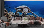 3D Sea World Coral Turtle Wall Mural Wallpaper SWW1656- Jess Art Decoration
