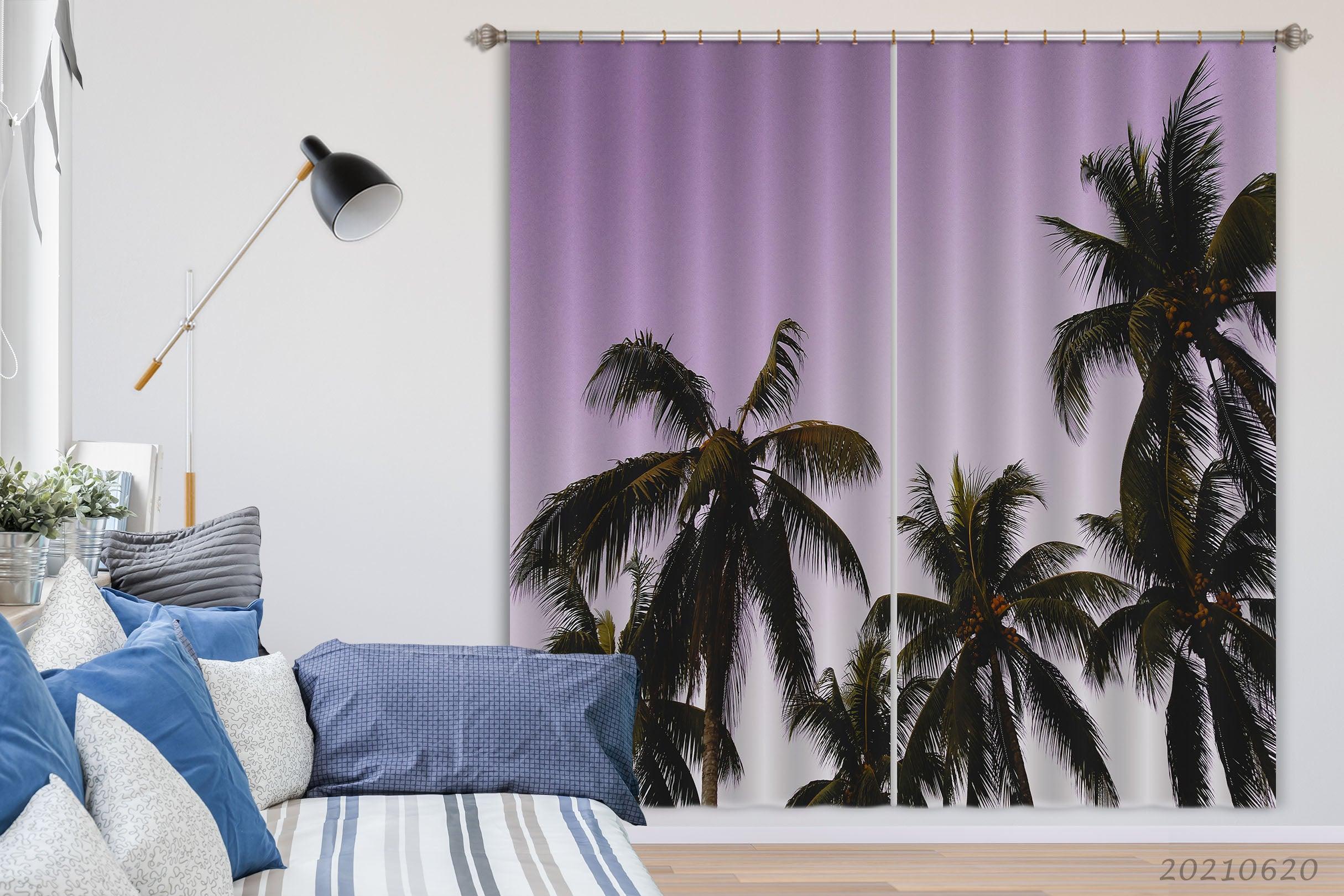 3D Coconut Tree Pattern Curtains and Drapes GD 879- Jess Art Decoration