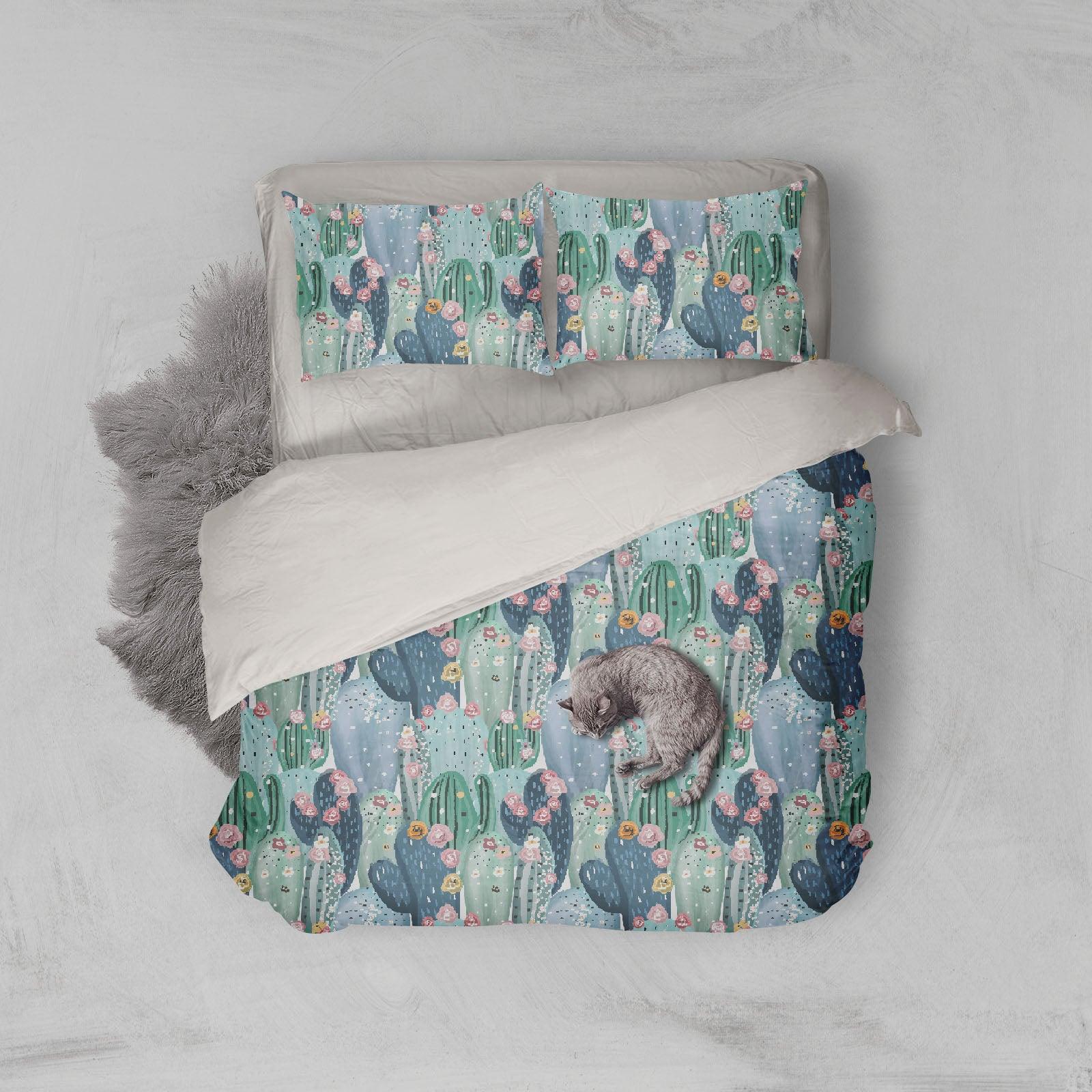 3D Colored Cactus Pattern Quilt Cover Set Bedding Set Pillowcases  91- Jess Art Decoration