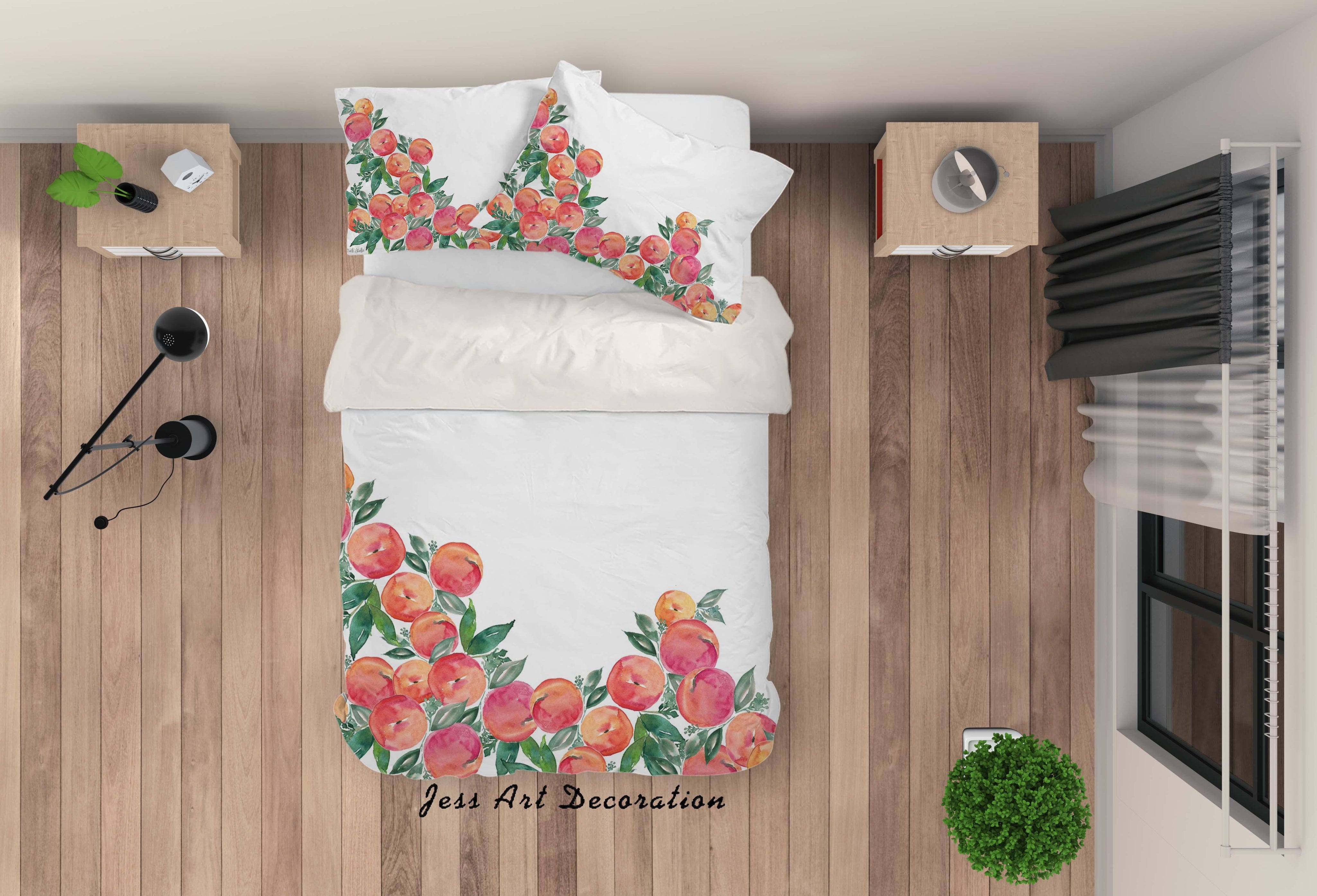 3D Watercolor Peach Quilt Cover Set Bedding Set Pillowcases 18- Jess Art Decoration