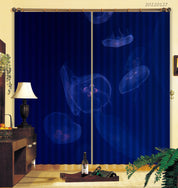 3D Blue Ocean Transparent Jellyfish Curtains and Drapes GD 1402- Jess Art Decoration