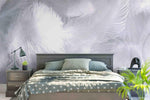 3D White Feather Wall Mural Wallpaper 01- Jess Art Decoration