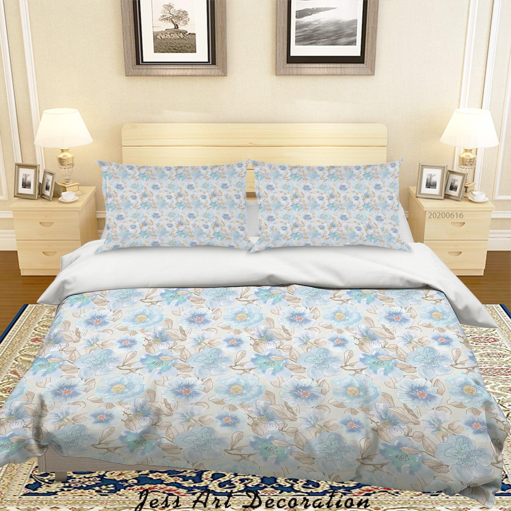 3D Blue Floral Quilt Cover Set Bedding Set Duvet Cover Pillowcases SF24- Jess Art Decoration