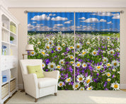 3D Daisy Flowers Field Curtains and Drapes SF118- Jess Art Decoration