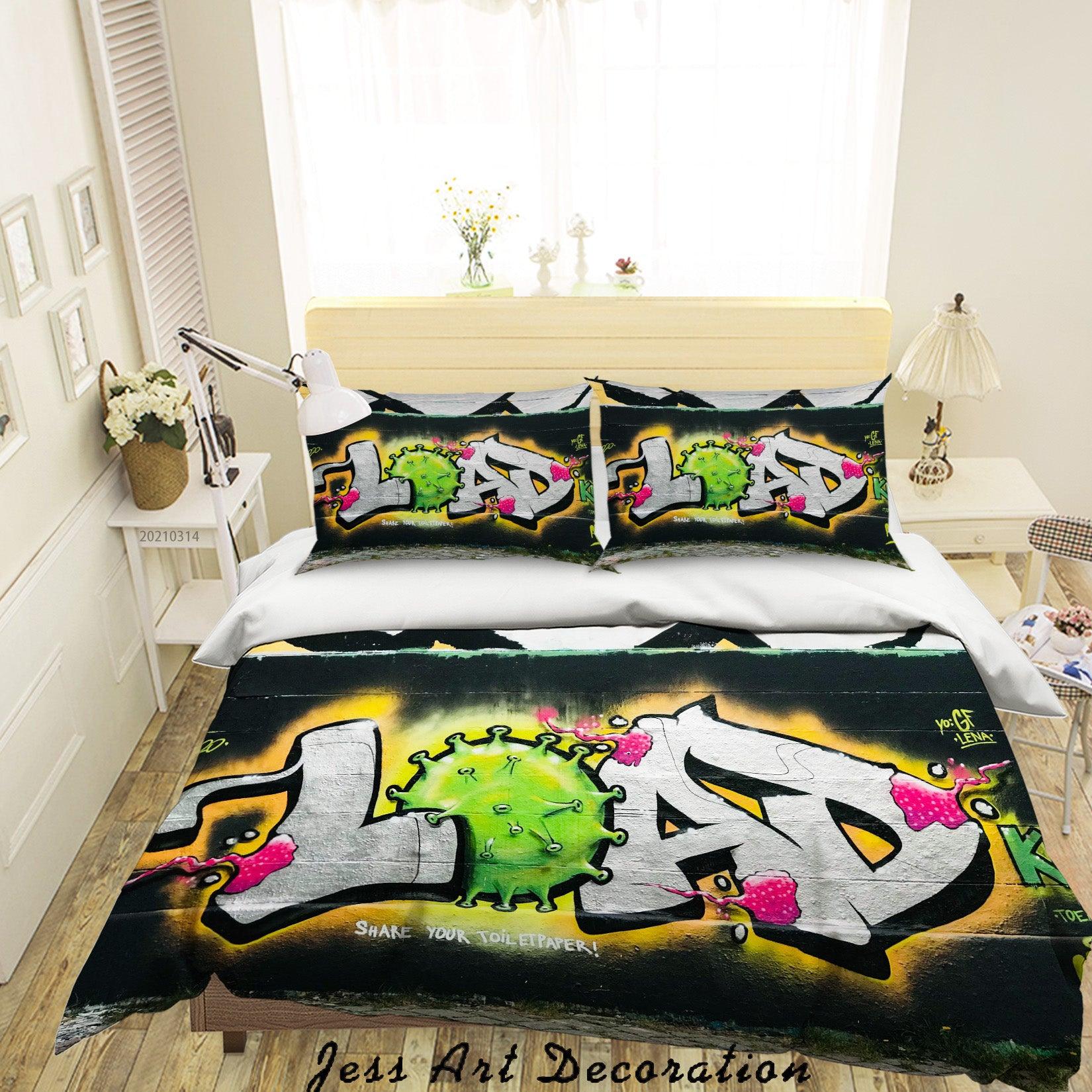 3D Abstract Colored Street Graffiti Quilt Cover Set Bedding Set Duvet Cover Pillowcases 175- Jess Art Decoration