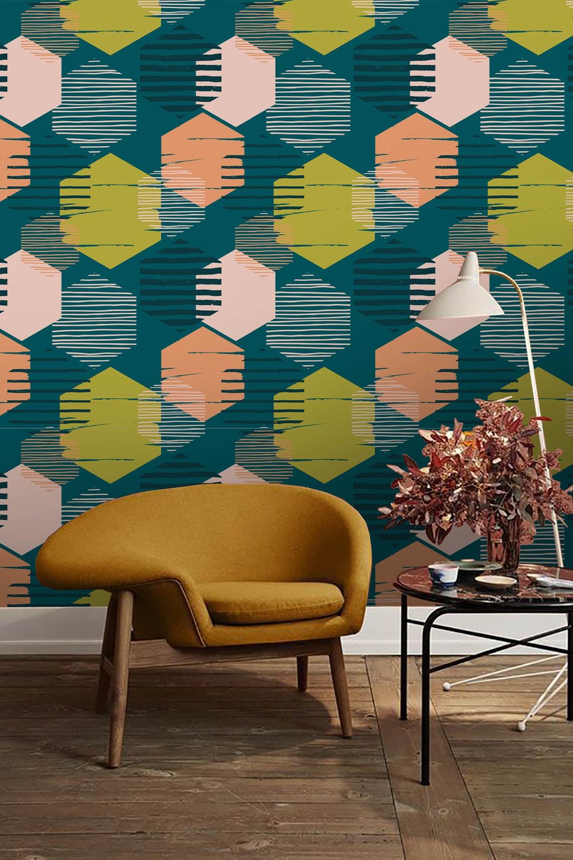 3D Green Hexagon Wall Mural Wallpaper 146- Jess Art Decoration