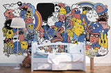 3D Cartoon Graffiti Wall Mural Wallpaper SF66- Jess Art Decoration