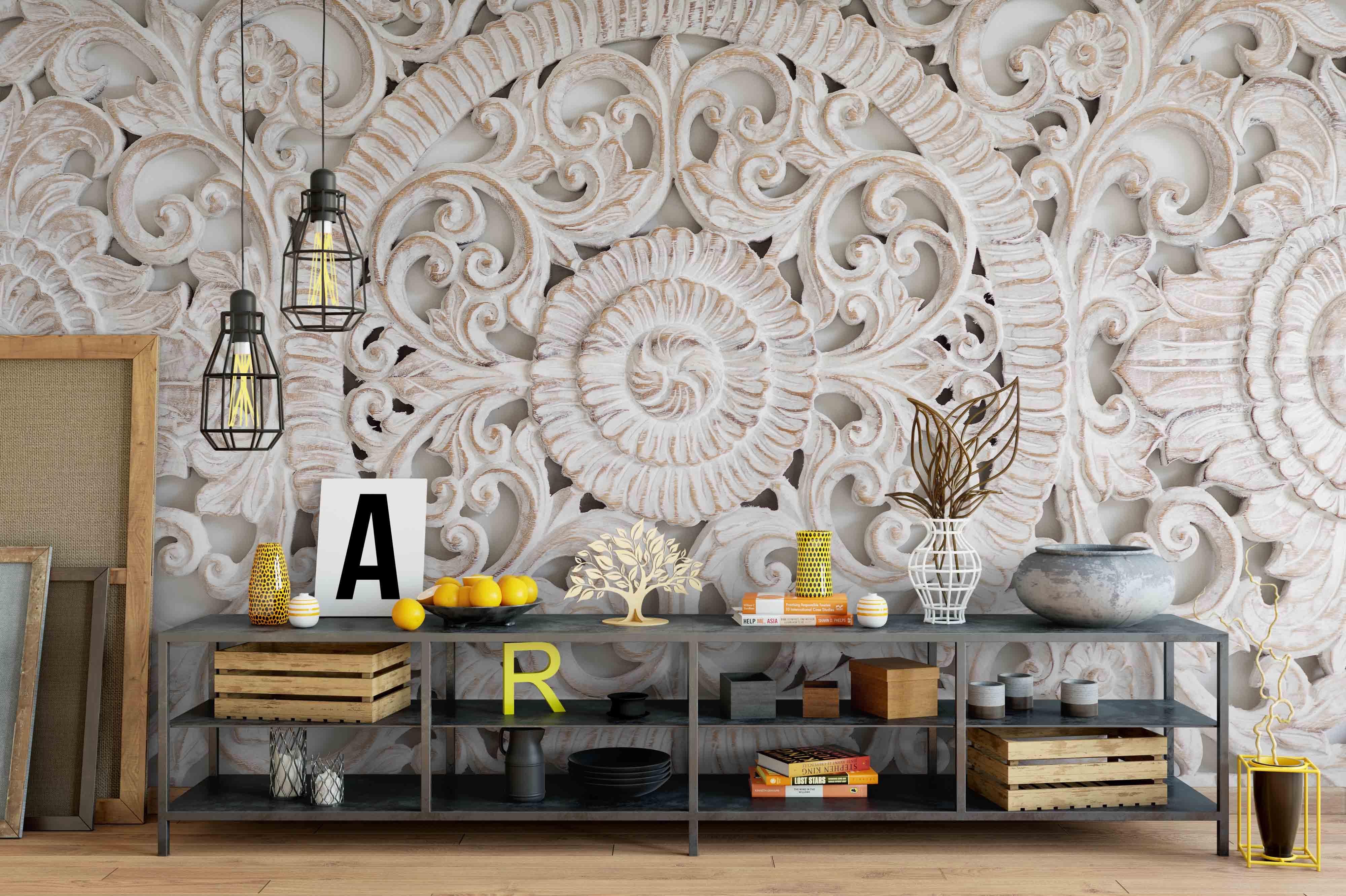 3D Emboss Floral Hollow Wall Mural Wallpaper 172- Jess Art Decoration