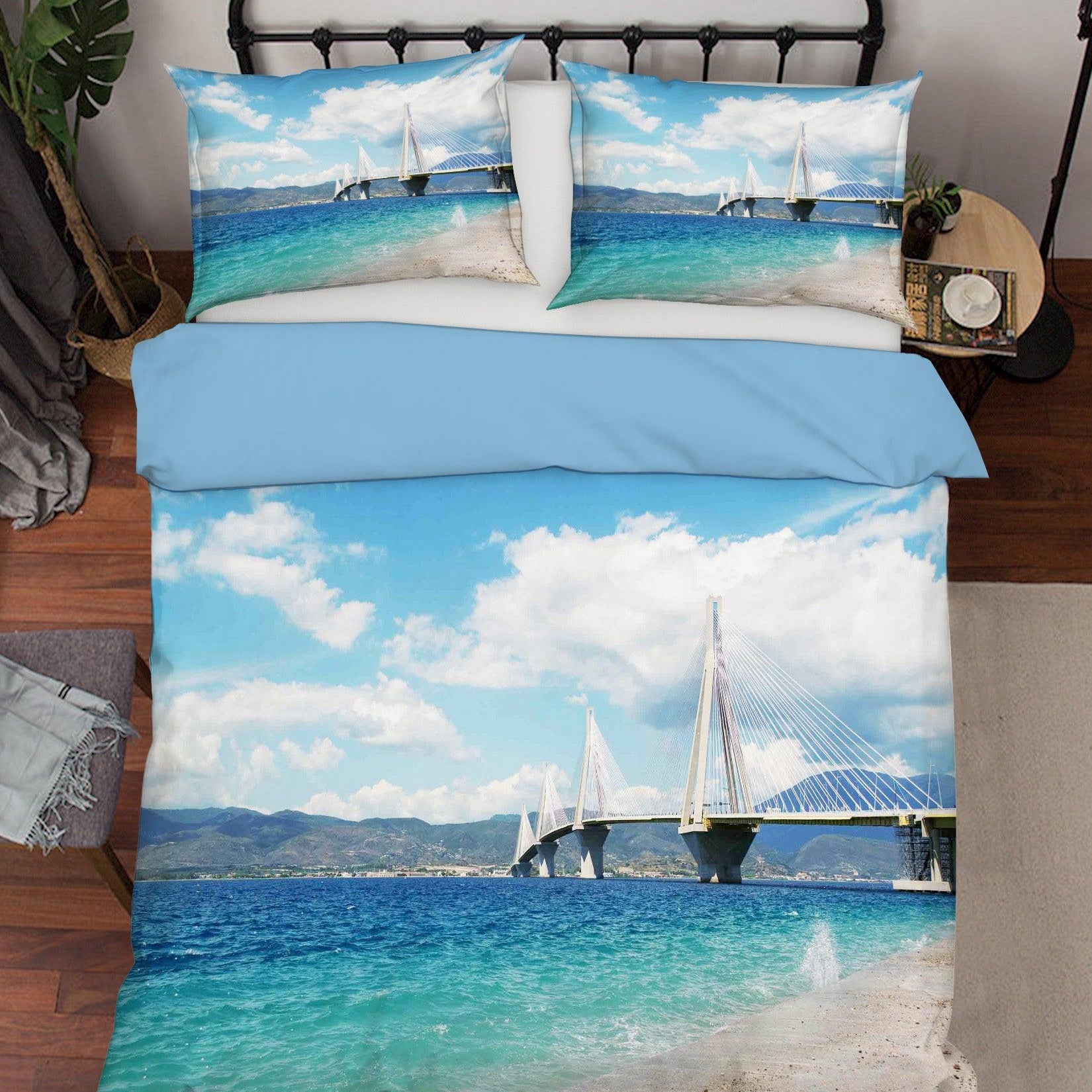 3D  Blue Seaside Trestle Scenery Quilt Cover Set Bedding Set Pillowcases 72- Jess Art Decoration
