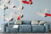 3D white crane wall mural wallpaper 21- Jess Art Decoration