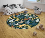 3D Cartoon Animal Dinosaur Kids Non-Slip Round Rug Mat 60- Jess Art Decoration