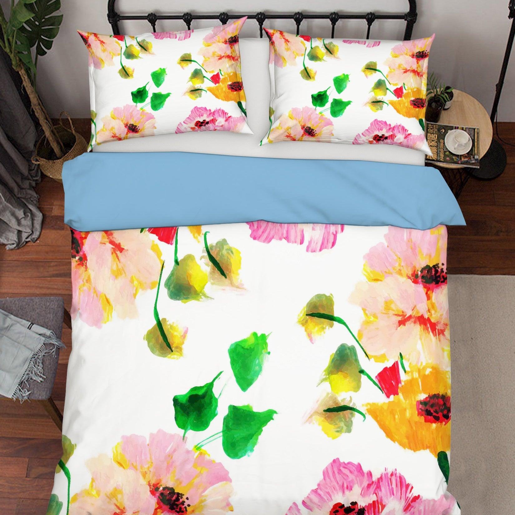 3D Color Flowers Watercolor Quilt Cover Set Bedding Set Pillowcases 15- Jess Art Decoration