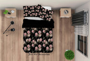 3D Black Pink Floral Quilt Cover Set Bedding Set Duvet Cover Pillowcases SF135- Jess Art Decoration