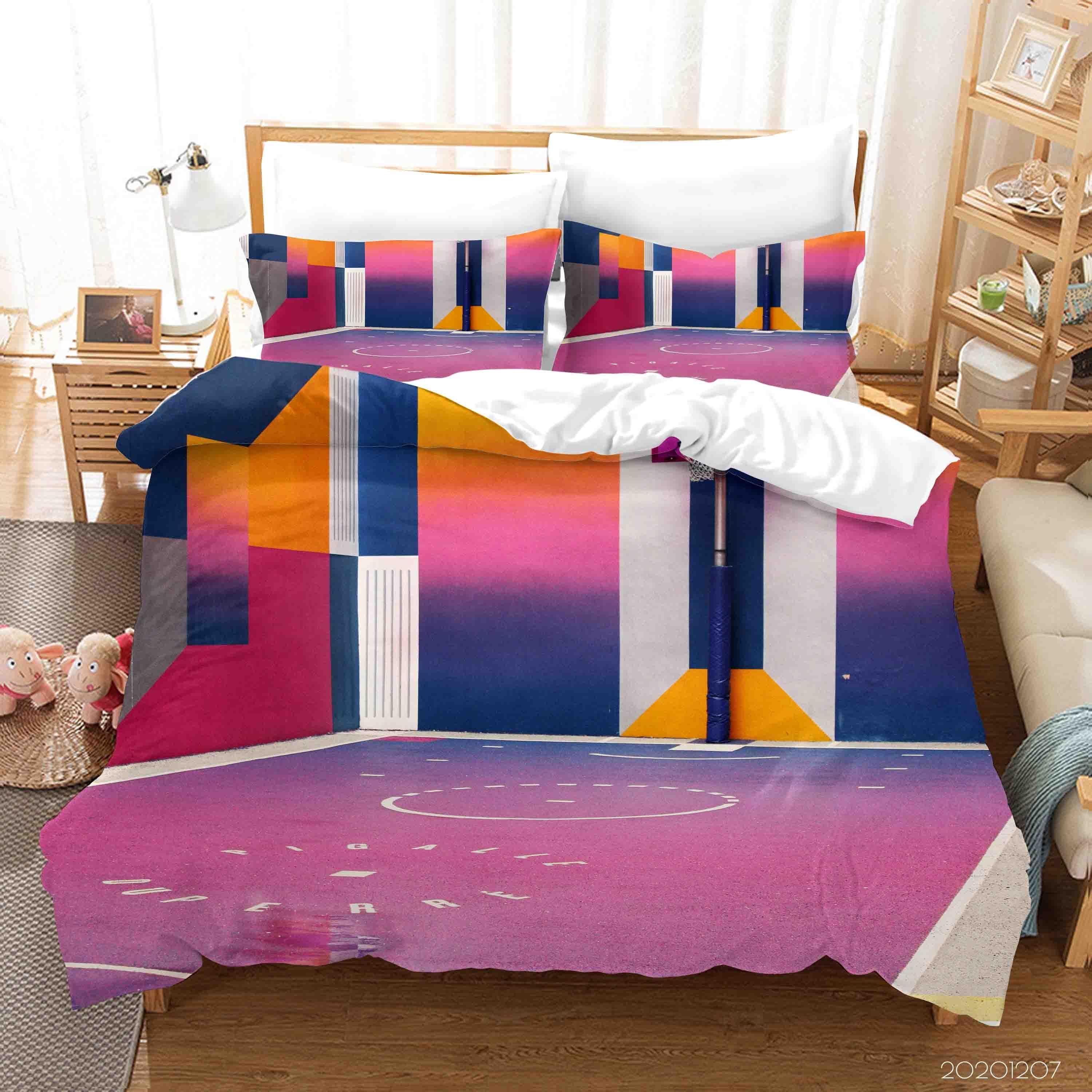 3D Pexels Colorful Building Swimming Pool Quilt Cover Set Bedding Set Duvet Cover Pillowcases LXL- Jess Art Decoration