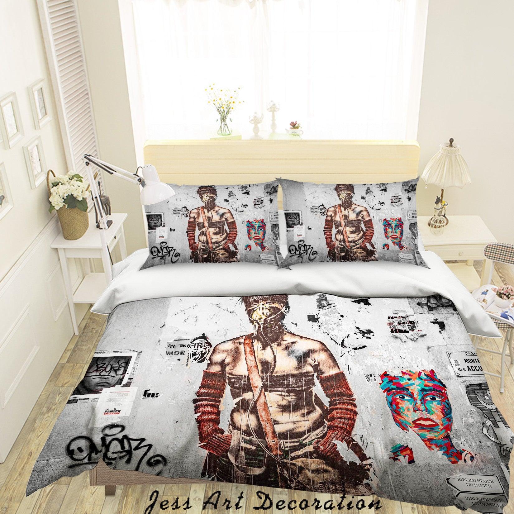 3D Graffiti Figure Quilt Cover Set Bedding Set Duvet Cover Pillowcases LXL- Jess Art Decoration