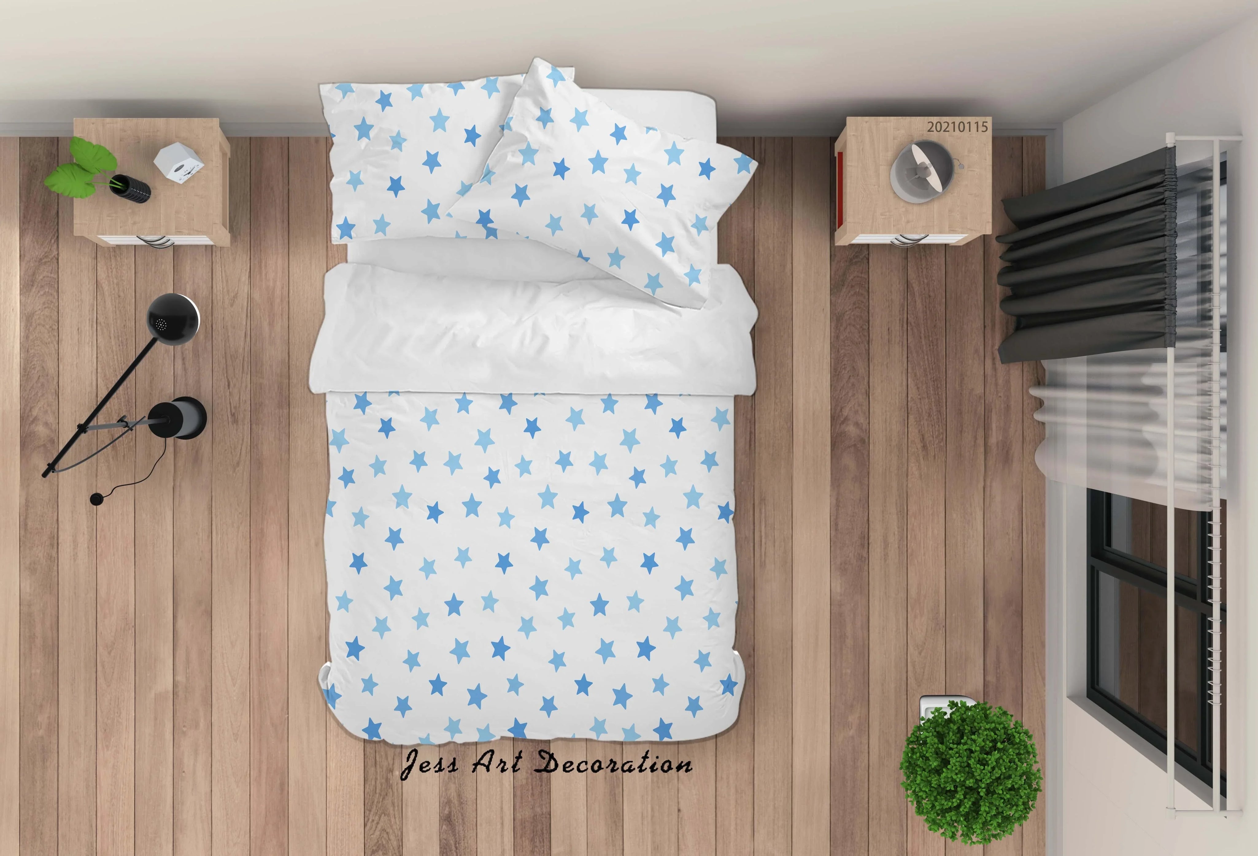 3D Hand Drawn Blue Star Quilt Cover Set Bedding Set Duvet Cover Pillowcases 81- Jess Art Decoration