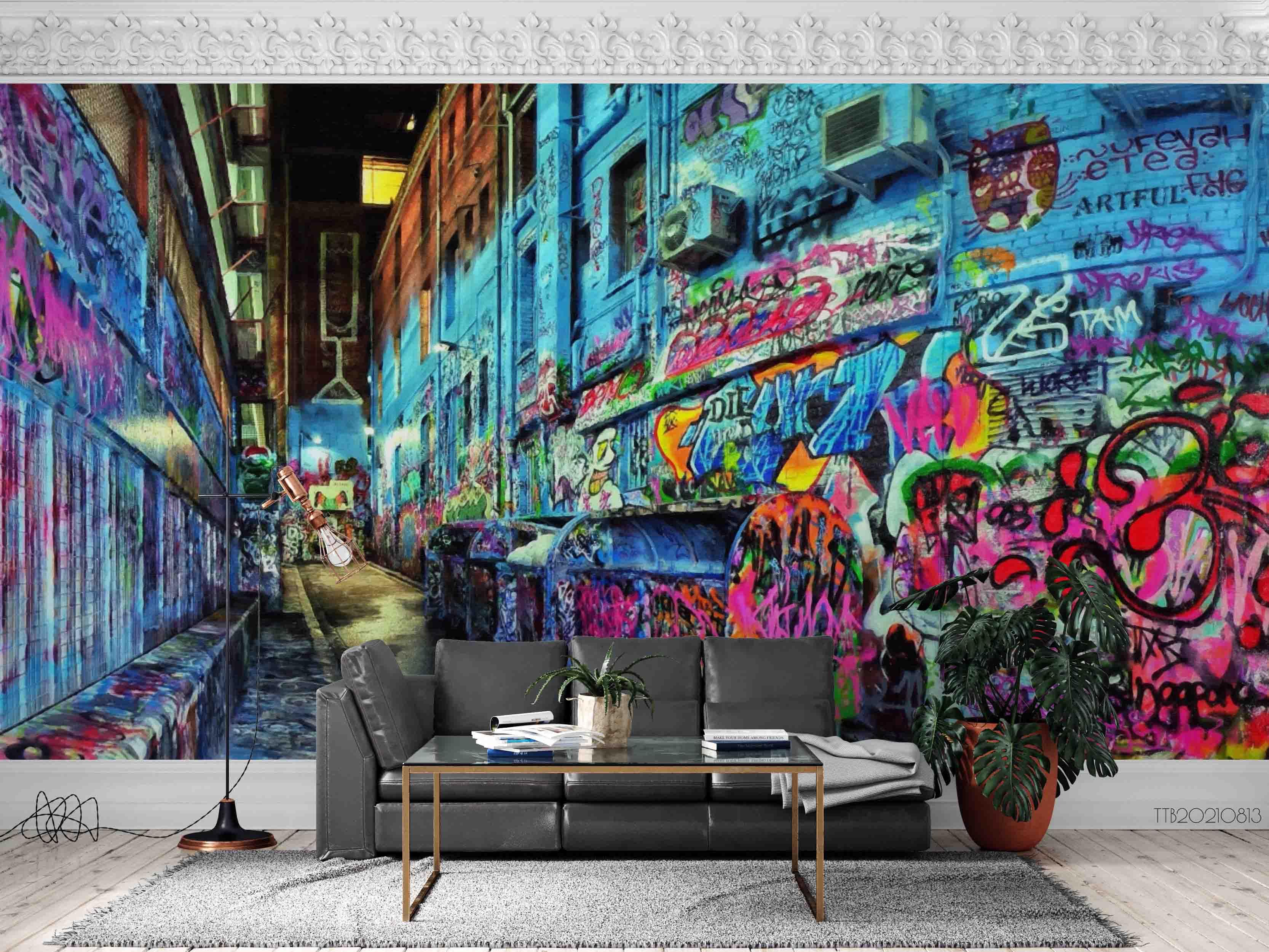 3D Street Abstract Graffiti Wall Mural Wallpaper 5137- Jess Art Decoration