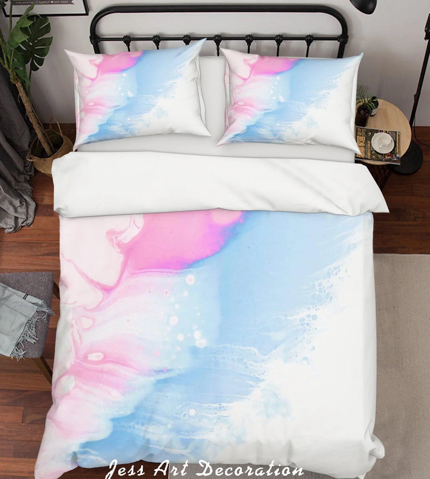 3D Pink Blue Graffiti Quilt Cover Set Bedding Set Duvet Cover Pillowcases LQH A152- Jess Art Decoration