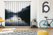 3D Yellow Flower Lake Mountain Curtains and Drapes GD 3589- Jess Art Decoration