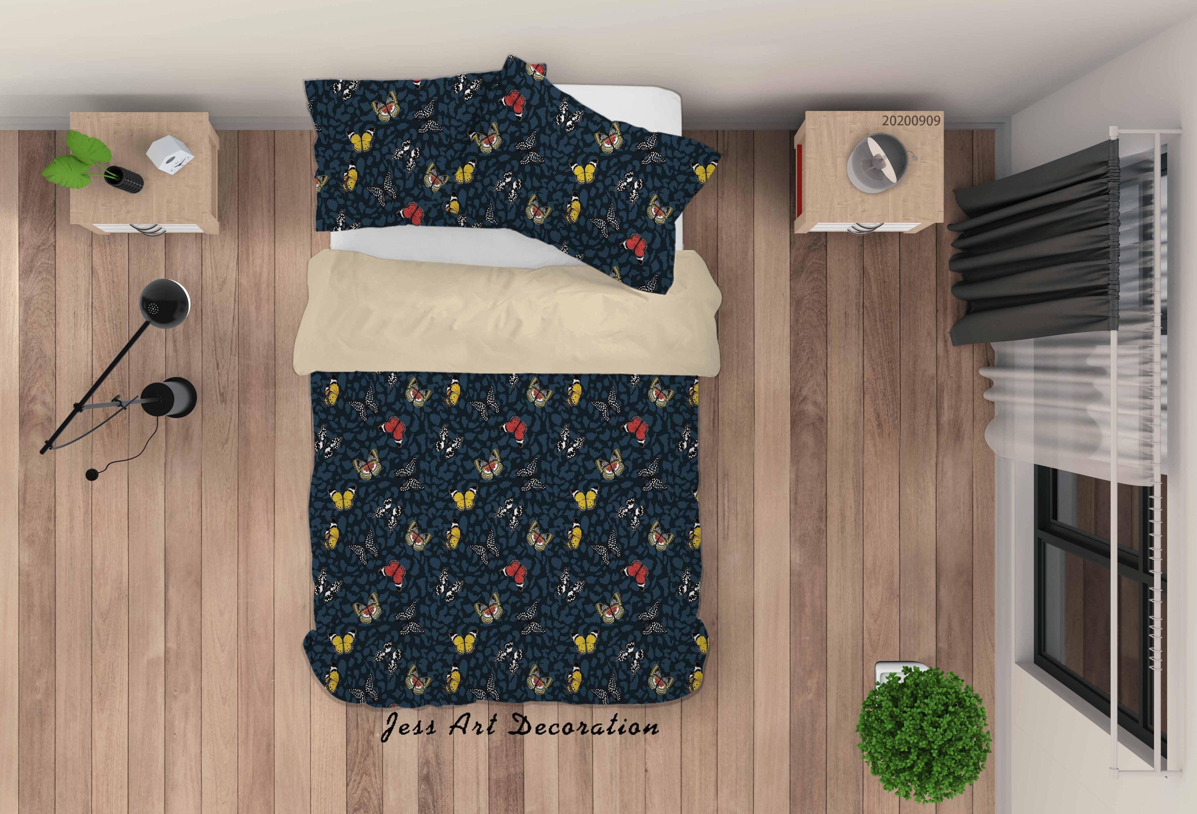 3D Butterflies Flying Pattern Quilt Cover Set Bedding Set Duvet Cover Pillowcases WJ 1916- Jess Art Decoration