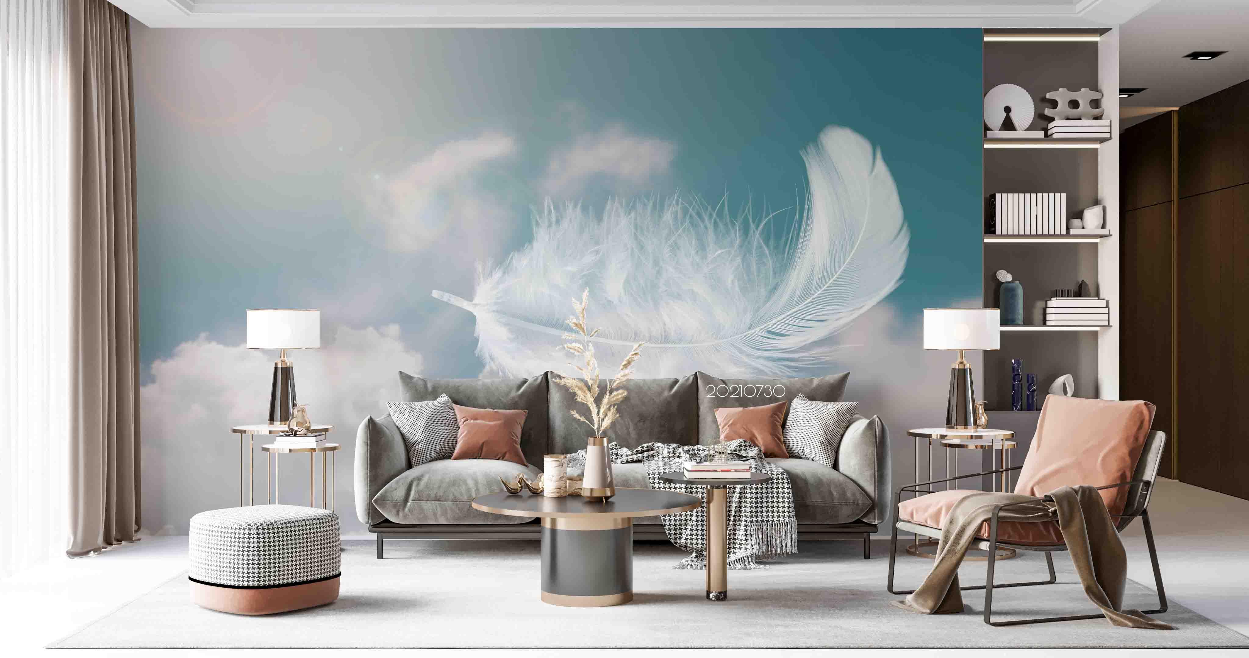 3D White Feather Falling Wall Mural Wallpaper SWW4453- Jess Art Decoration