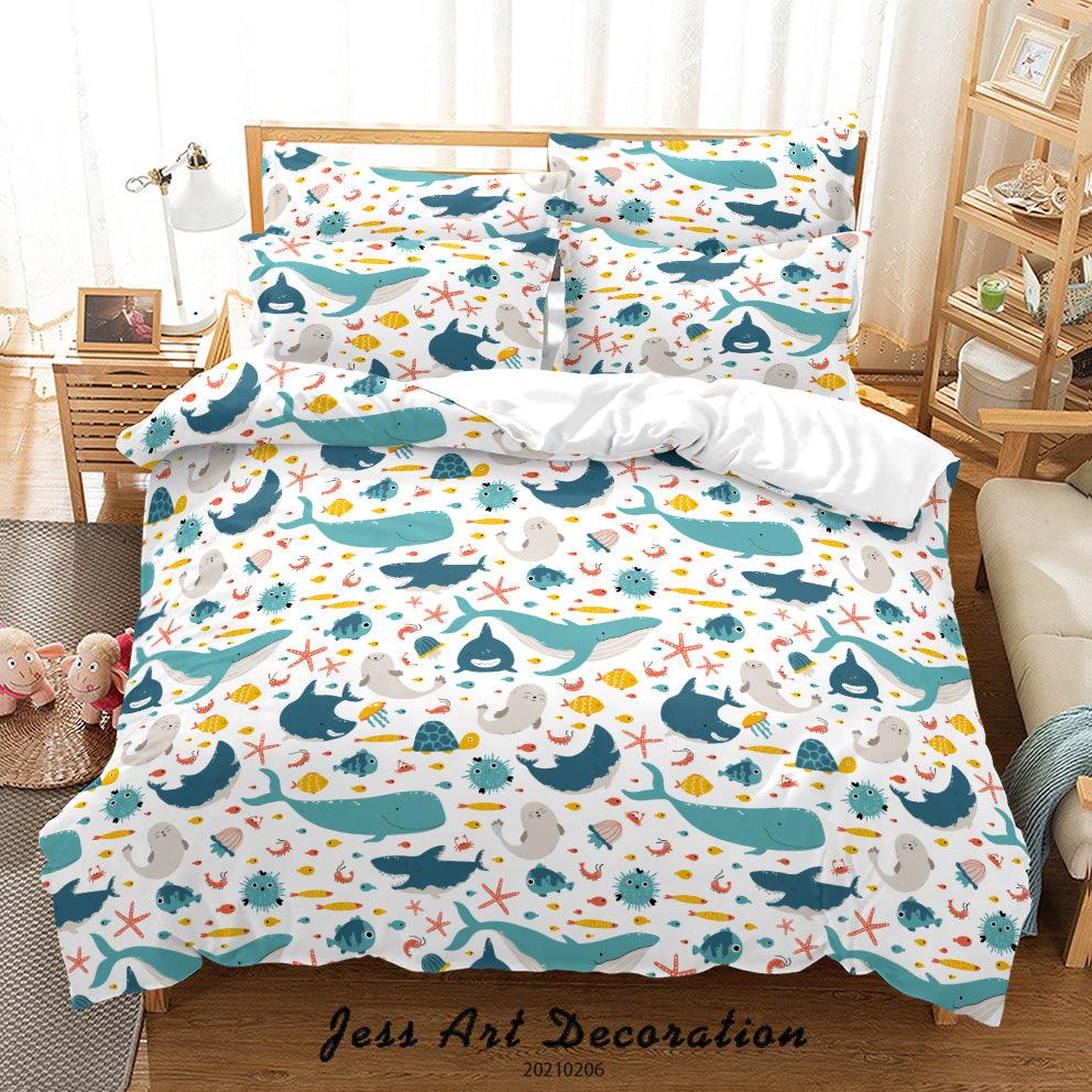 3D Watercolor Ocean Whale Quilt Cover Set Bedding Set Duvet Cover Pillowcases 194- Jess Art Decoration