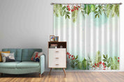 3D Watercolor Plant Leaf Green Fruit Curtains and Drapes LLL 346- Jess Art Decoration