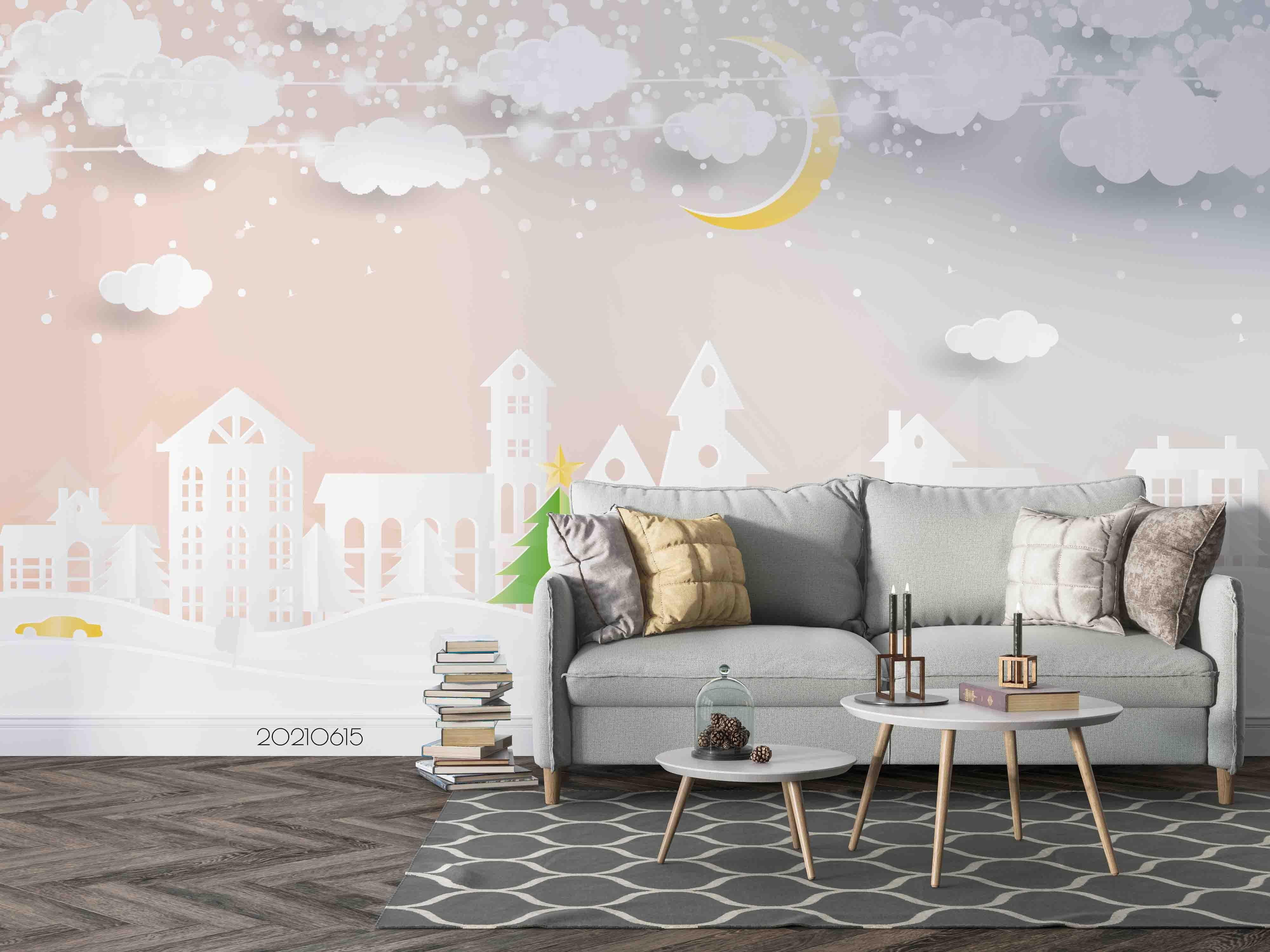 3D Northern Europe Hand-painted Starry Sky Building Wall Mural Wallpaper SWW2456- Jess Art Decoration