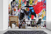 3D Graffiti Hero graffiti superhero character mural wall mural wallpaper for teen room - view 2