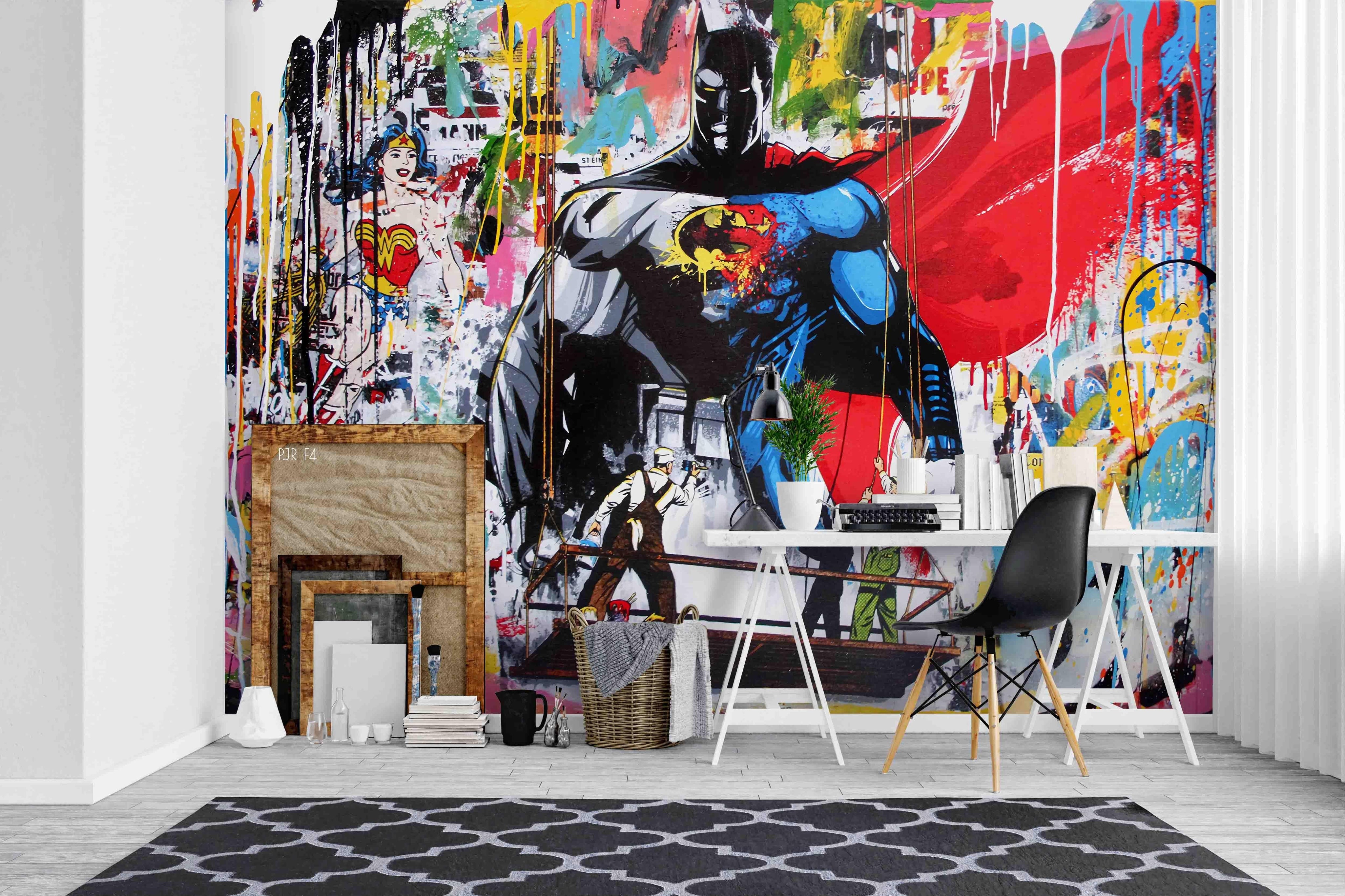 3D Graffiti Hero graffiti superhero character mural wall mural wallpaper for teen room - view 2