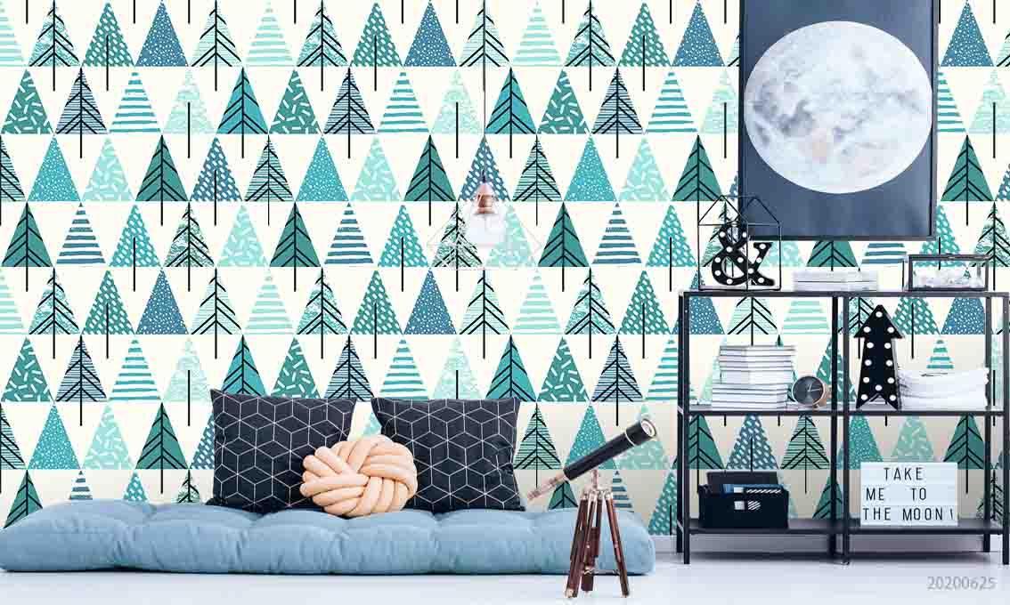 3D Green Triangle Pine Wall Mural Wallpaper A202 LQH- Jess Art Decoration
