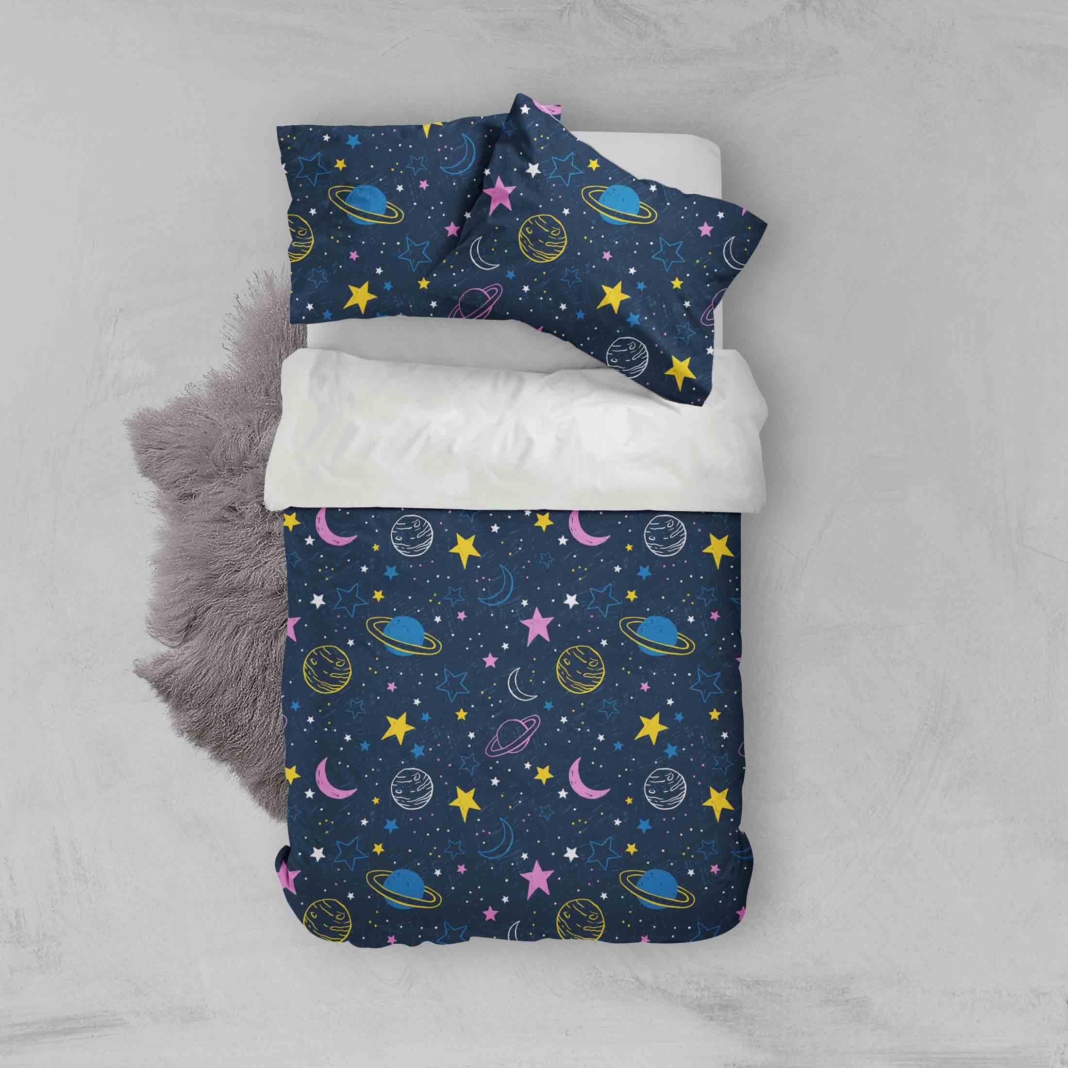 3D Star Moon Universe Quilt Cover Set Bedding Set Pillowcases 100- Jess Art Decoration