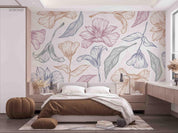 3D Hand Drawn Floral Leaves Wall Mural Wallpaper LQH 24- Jess Art Decoration